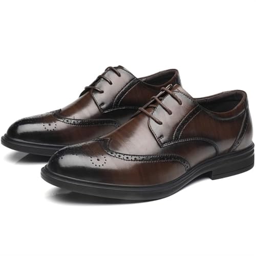 YZABEL Men's Leather Low Heel Business Dress Shoes, Casual Business Oxford Leather Shoes Business Meeting Office Work Shoes2