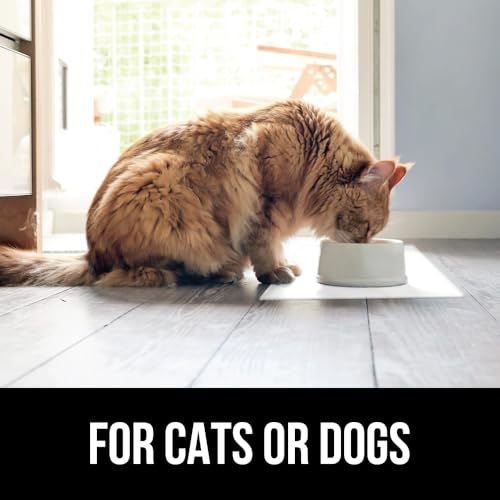 Image of GORILLA GRIP 100% Waterproof Raised Edge BPA Free Silicone Pet Feeding Mat, Dog Cat Food Mats Contain Spills Protects Floors, Placemats for Cats and Dogs Water Bowl, Pets Accessories 18.5x11.5 White