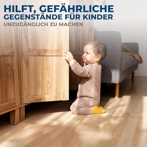 Hoffenbach Magnetische Kindersicherung 12 Schlösser + 3 Schlüssel – Schranksicherung & Schubladensicherung ohne Bohren – Unsichtbarer Magnetverschluss – Weiß