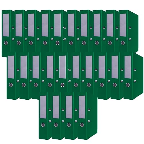 Office Products 24 Stück Ordner grün A4/75 mm Papier Karton Kunststoffbezug PP Schlitzordner Büroordner Aktenordner Pappordner Metall Kantenschutz