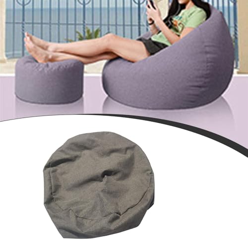 Funda de puff reposapiés redonda y lavable resistente de 45x25cm 7
