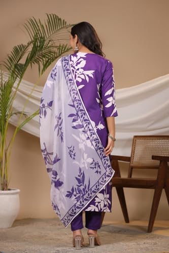 Image of ANNI DESIGNER Women Cotton Blend Kurta Pant With Dupatta