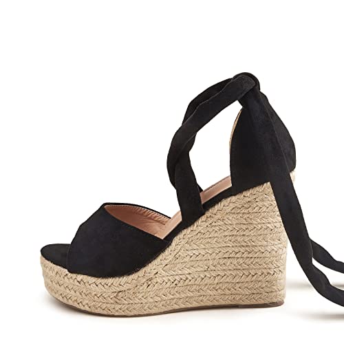 Sandales compensées noires taille 41 avec semelle soft amortissante