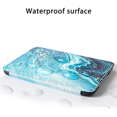 Image of CoBak Case for All New 6 Inch E-Reader 2024 and 2022 (11 Generation) - PU Leather Smart Cover, Auto Sleep and Wake, not Compatible with Kobo Clara Orchids,TealMarble