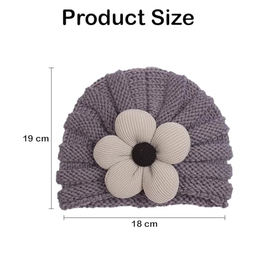 Image of SYGA Baby Cap Flower Wool Warm Knitted Streachable Hat Infant Toddler Baby Cap 0-3 Years