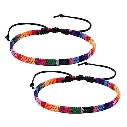 LGBTQ Pride Rainbow Bracelets Bulk Handmade Friendship Bracelets Boho Ethnic Style Wristband Bohemian Pride Month Jewelry for Women Men Adjustable