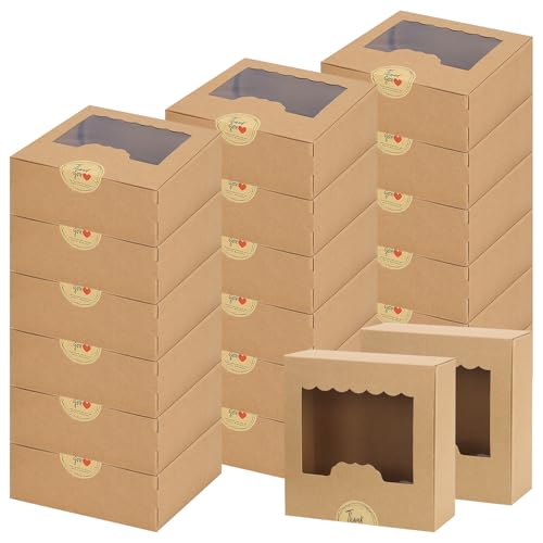 Pack of 20 Cookie Boxes with Viewing Window Cupcake Boxes Small Cake Boxes