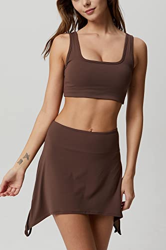 QINSEN Women's Two Pieces Active Dress Sports Bra Tank Top Built in Shorts Mini Skirt Active Dresses4