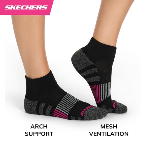 Image of Skechers Women's 8-pack Work Collection High Quarter Crew Socks, Extra Cushion & Mesh Ventilation