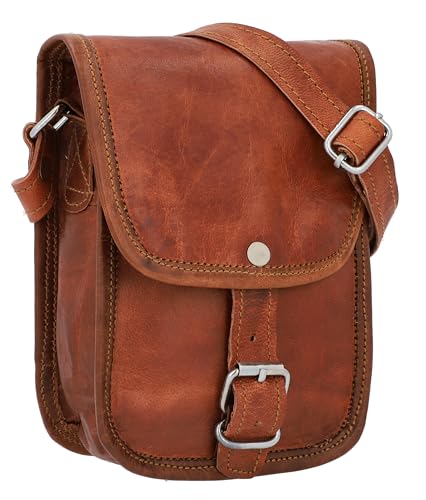 Gusti Handtasche Leder - Willy Damen und Herren Umhängetasche Lederhandtasche Vintage Braun Leder