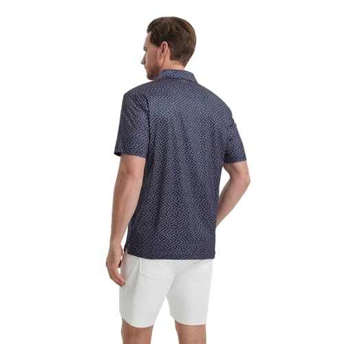 Image of M MAELREG Mens Golf Shirt Short Sleeve Dry Fit Print Moisture Wicking Performance Patterns Collared Polo Shirt