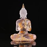 NNYCC Statue de Bouddha en Résine de Cristal, Décor de Méditation d'intérieur Figurine de Bouddha Assis Thaïlandais Cadeaux Spirituels pour Table Zen,Blanc,L
