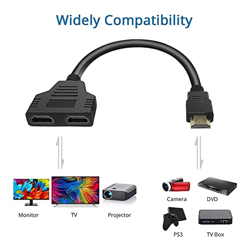 Image of HDMI Splitter Adapter Cable - 1 in 2 Out Male to Dual Female for HD, LED, LCD, TV (Can't Run Both at The Same Time)