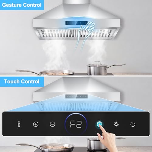 Image of 30 inch Wall Mount Range Hood,1200 CFM Stainless Steel Stove Vent Hood