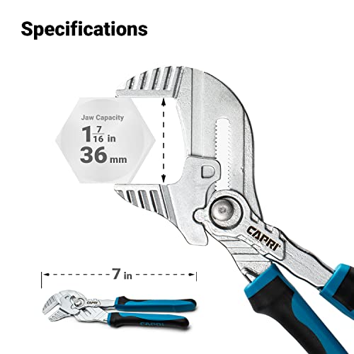 Capri Tools Chave de alicate de 18 cm, garras paralelas lisas com alça antiderrapante e macia