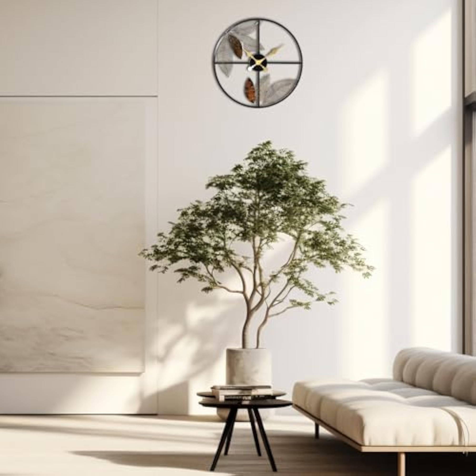 New Leaf Design Metal Wall Clock, 20 Inches