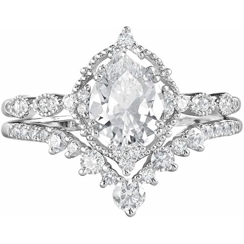 Newshe Jewellery Moissanite Wedding Rings for Women 925 Sterling Silver