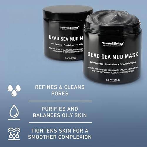 NEW YORK BIOLOGY THE ULTIMATE COSMECEUTICALS New York Biology Dead Sea Mud Mask for Face and Body | Spa Quality Pore Refiner for Oily Skin | Natural Skincare for Women & Men | Tighten Skin for A Healthier Complexion | 8.8 oz
