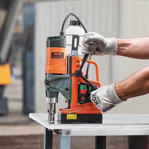VEVOR Magnetic Drill, 1450W Motor 1.6 in Boring Diameter, 2810 lbf Portable Electric Mag Drill Press, with 2 Coring Bits, Variable Speed, Drilling Machine for Metal Surface, Home Improvement Industry by VEVOR - Used condition - US$188.07