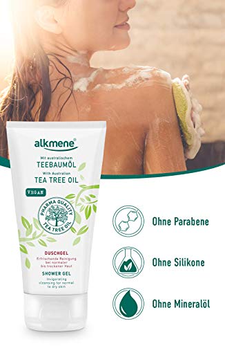 Alkmene Tea Tree Oil Shower Gel For Normal To Dry Skin, Daily Body Wash Help Fight Body Odor, Stimulate Body Circulation, Nourish, Protect Natural Skin Flora, Protect Against Skin Infection #TOP2