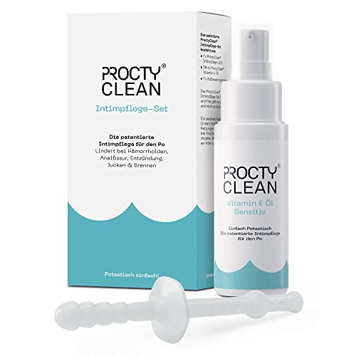 ProctyClean Kit per l'igiene intima del sedere. Brevettato! Aiuto rapido attraverso l'igiene intima. Soprattutto in caso di emorroidi, ragadi anali, prurito e bruciore. Per donne e uomini.