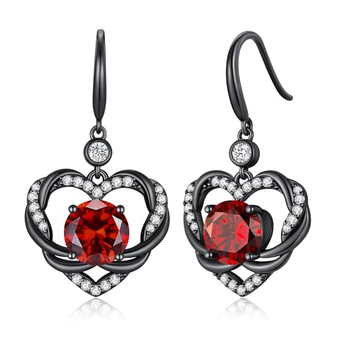 CDE Angel Wings Heart Gothic Birthstone Dangle Earrings Waterproof