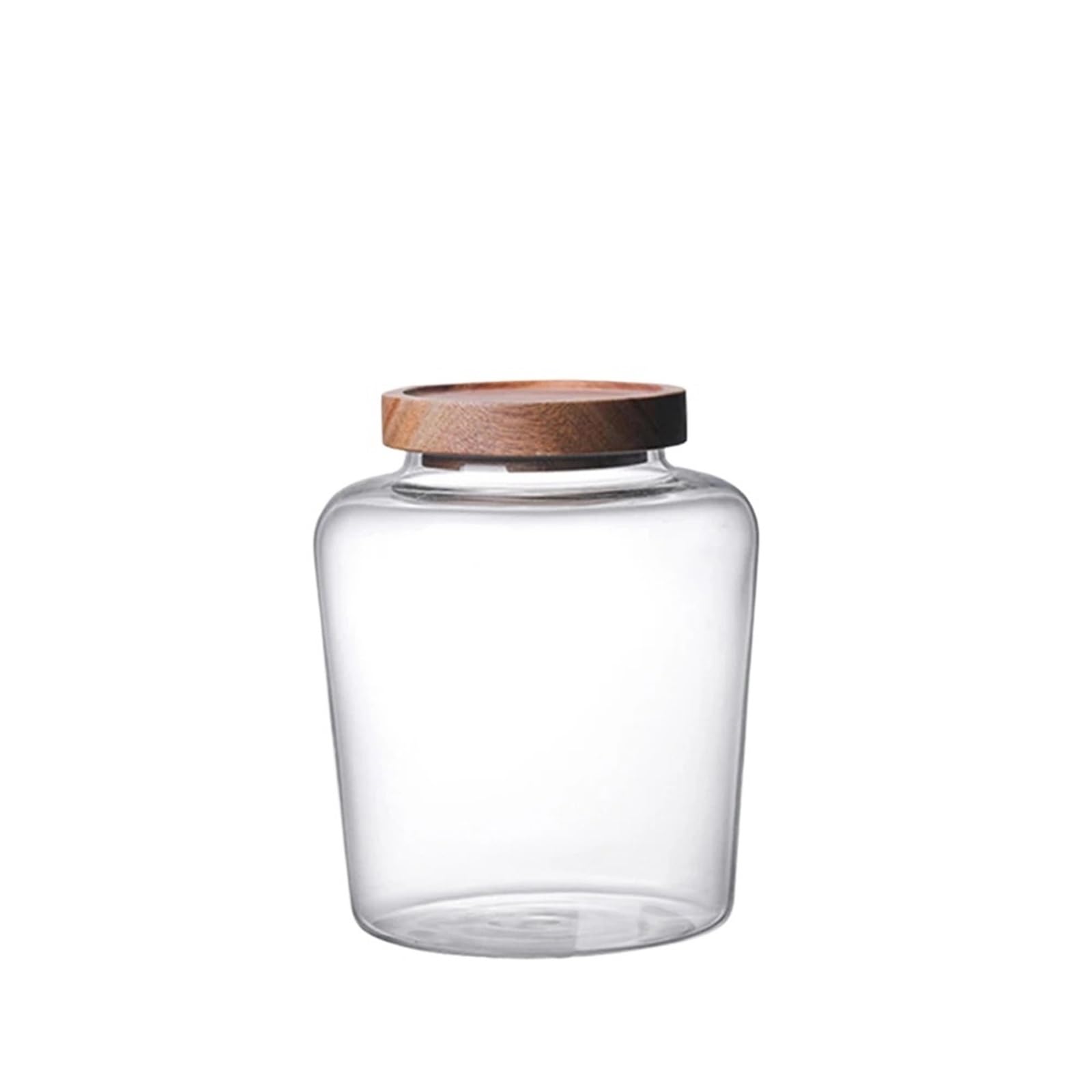LSNNMU 2pcs Kitchen Storage Bottles Jar Glass Airtight Canister Grains Tea Coffee Beans Candy Dried Fruit Jars Wood Lid Containers Food Container For Preserving(1.5L)