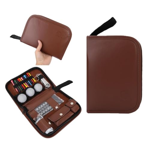 Materiale: Kit di attrezzi da golf è realizzato in materiale PU, resistente e facile da trasportare, con una pinza per palline da agganciare alla cintura, comoda da trasportare, riporre e posizionare