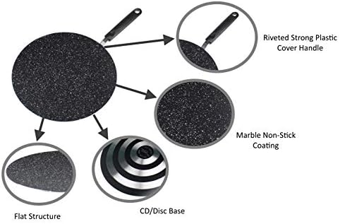 Non-Stick Flat Tawa Tava Marble Coating Pan Suitable Heavy Duty Pancake Crepe Chapati Roti Dosa Tawa Tava Marble Non-Stick Coating Flat Pan 26cm & 30cm (26cm)