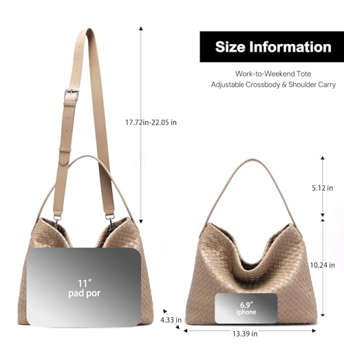 Bolsa Tote Tejida de Gamuza para Mujer, Cuero Vegano miniatura 6