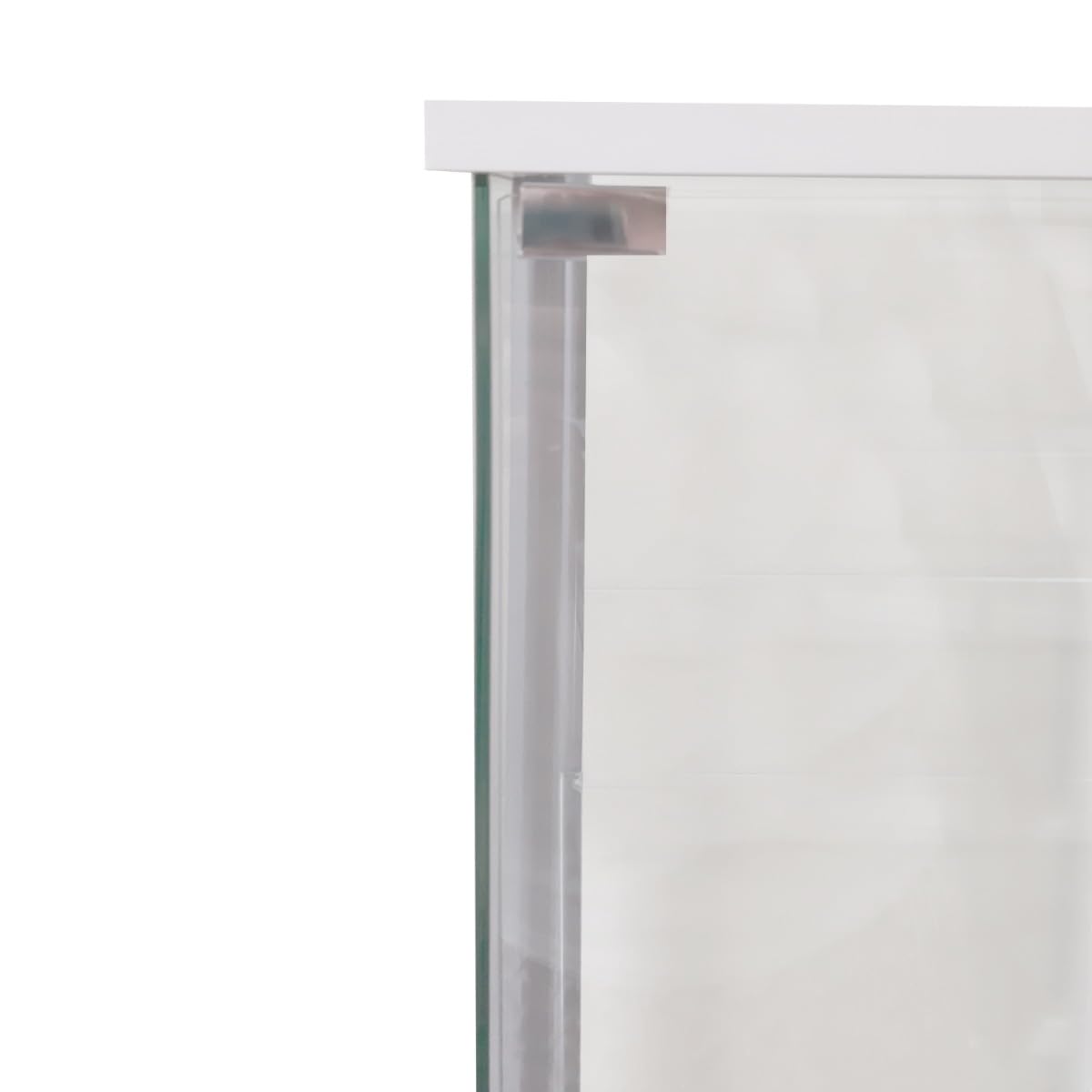 Vetrina Bianca 1 Anta, Design Elegante con Ripiani in Vetro Temperato, Struttura in Metallo e Laminato, 42,5 x 36,5 x H.161 cm, Perfetta per Soggiorno, Sala da Pranzo o Altri Spazi della Casa, in Kit