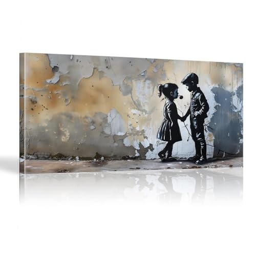 Art mural Banksy graffiti pour deco chambre ado et salon contemporain grand format 60x120cm