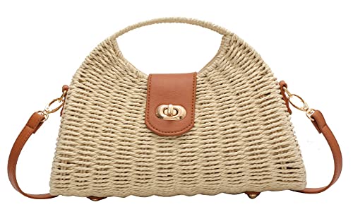 Sac en paille tissé à la main avec poignée supérieure, l'élégance épurée du blanc