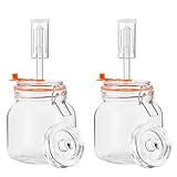 SwiftSlot Fermentierglas 1 L – Quadratisches Glas-Fermentierset mit Gewicht für Sauerkraut, Hot Sauce, Met, Cider & mehr – 2er-Pack