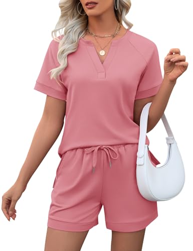 Image of LOMON Womens Two Piece Sets Summer Lounge Sets Sweatsuit Shorts Set Casual Matching Sets