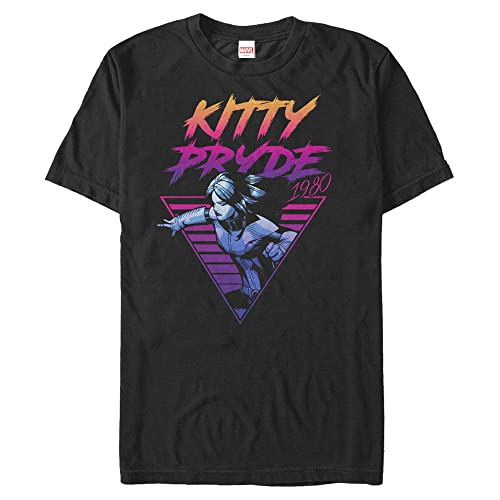 T-shirt Marvel Kitty Pryde noir à imprimé néon vintage pour homme en 3XL