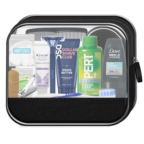 Image of Convenience Kits International Men's 16-Piece Travel Skin Care and Body Care Kit with Shampoo, Body Wash, Lotion, Deodorant in Reusable Toiletry Bag, 40 Count Bulk Case