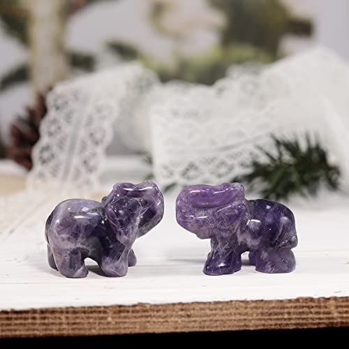 Lovionus89 Small Handcarved Elephant Crystal Statue, Home Office Guardian Animal Sculpture Decor 1.5 Inches,Amethyst - Image 3