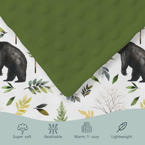 Image of HawSkgFub Forest Woods Animal Friends Mink Baby Blankets Dotted Backing Boy Girl Shower Gift, Bear Deer Fox Rabbit Double Layer Nursery Swaddle, Soft Newborn Infant Toddler Bed Crib Bedding 30 x 40