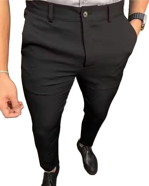 S_E_Men’s Black Comfortable Trousers – Durable Regular Fit Casual & Formal Pants | Lightweight Stretchable Daily & Party-picture-29