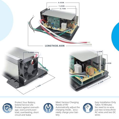 WF-8955-MBA 55-Amp Power Converter & Battery Charger for RV, 3-Stage Smart Maintenance for Lead-Acid/AGM Batteries, with Auto Voltage Regulation, Compatible with WF-8955PEC/WF-8955-AD-MBA2