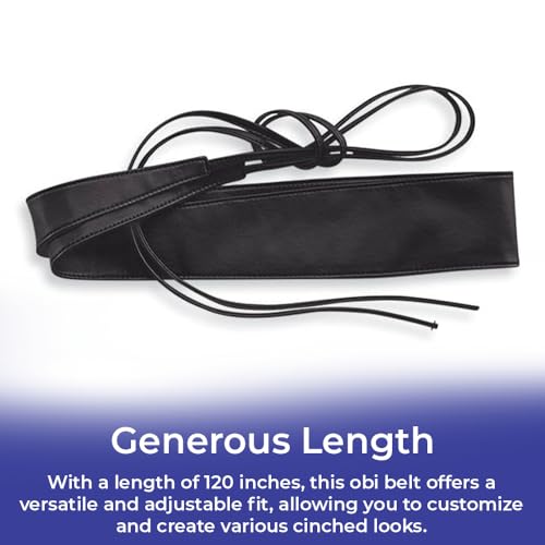 SAGEFINDS Wrap-tie Belt for Women, Soft Faux Leather Obi Belt, Cinch For Dress, Wrap Around Wide Waistband4