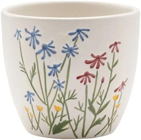 Napco Maceta de cerámica blanca mate para interiores, 4.75 x 7.25 pulgadas, gris