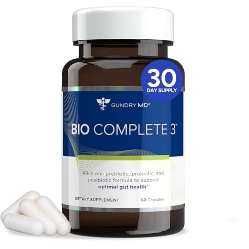 Gundry MD® Bio Complete 3, 3-in-1 Probiotics for Gut Health, Probiotic Supplements for Digestion, Supplement Supporting Bloating, Gas, Food Cravings, Energy Levels, Skin, and Focus, 30 Day Supply