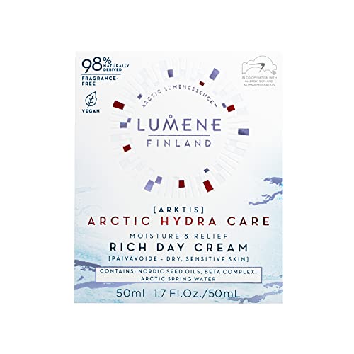 Lumene Arctic Hydra Care Moisture Relief Rich Day Cream - Face Moisturizer For Dry Skin - Fragrance Free Face Cream For Sensitive Skin With Nordic Bilberry, Oat Oils + Hydrating Ceramides (50Ml) #TOP1