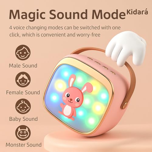 Image of Bunny Beats Karaoke Speaker with 2 Wireless Mics | Rechargeable Bluetooth Music Toy with LED Lights, | Fun Singing Set for Kids - Gift for Girls & Boys Ages 3 4 5 6 7 8 9 10 (Pink)