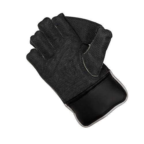 Image of SLUGGER Corporate Wicket Keeping Gloves for Cricket | Premium Leather | Superior Grip, Protection & Comfort | Professional Cricket Gloves for Men | Black