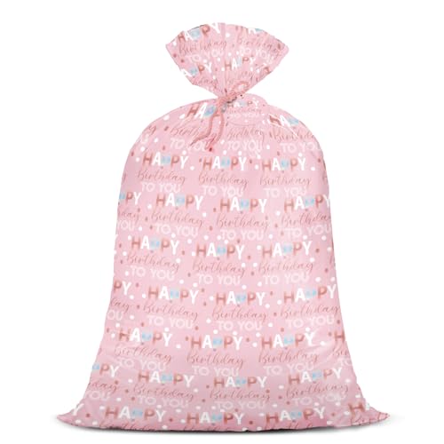 WRAPAHOLIC 56 Extra Large Birthday Plastic Gift Bag - Pink Sweet Blessings Jumbo Bike Bag Gift Wrap for Women Girls Birthday Baby Shower Wedding Bridal Shower - 56 H x 36 W