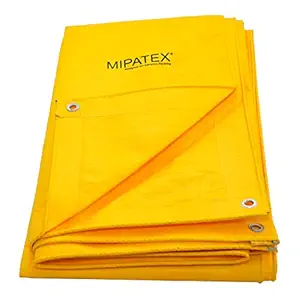 Mipatex Tarpaulin Sheet Waterproof Heavy Duty 40ft x 30ft, Poly Tarp with Aluminium Eyelets Every 3 feet - Multipurpose 150 GSM Plastic Cover for Truck, Home Roof, Rain, Outdoor or Sun (Yellow)