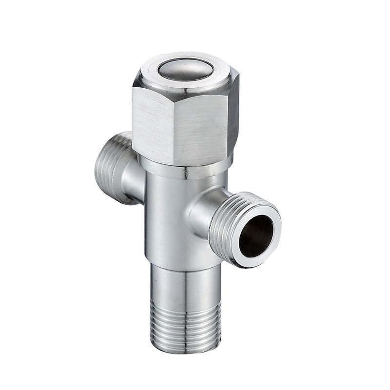 Vanne d'angle G1/2 en acier inoxydable à double sortie pour lavabo et toilette